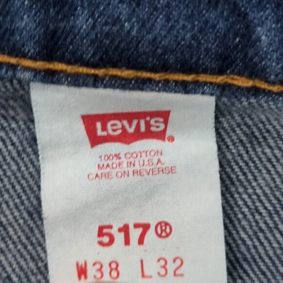 Vintage Levi's 517 Bootcut Jeans Mens 38x32 Blue Pants Orange Tab Dark USA 90s - Picture 5 of 8